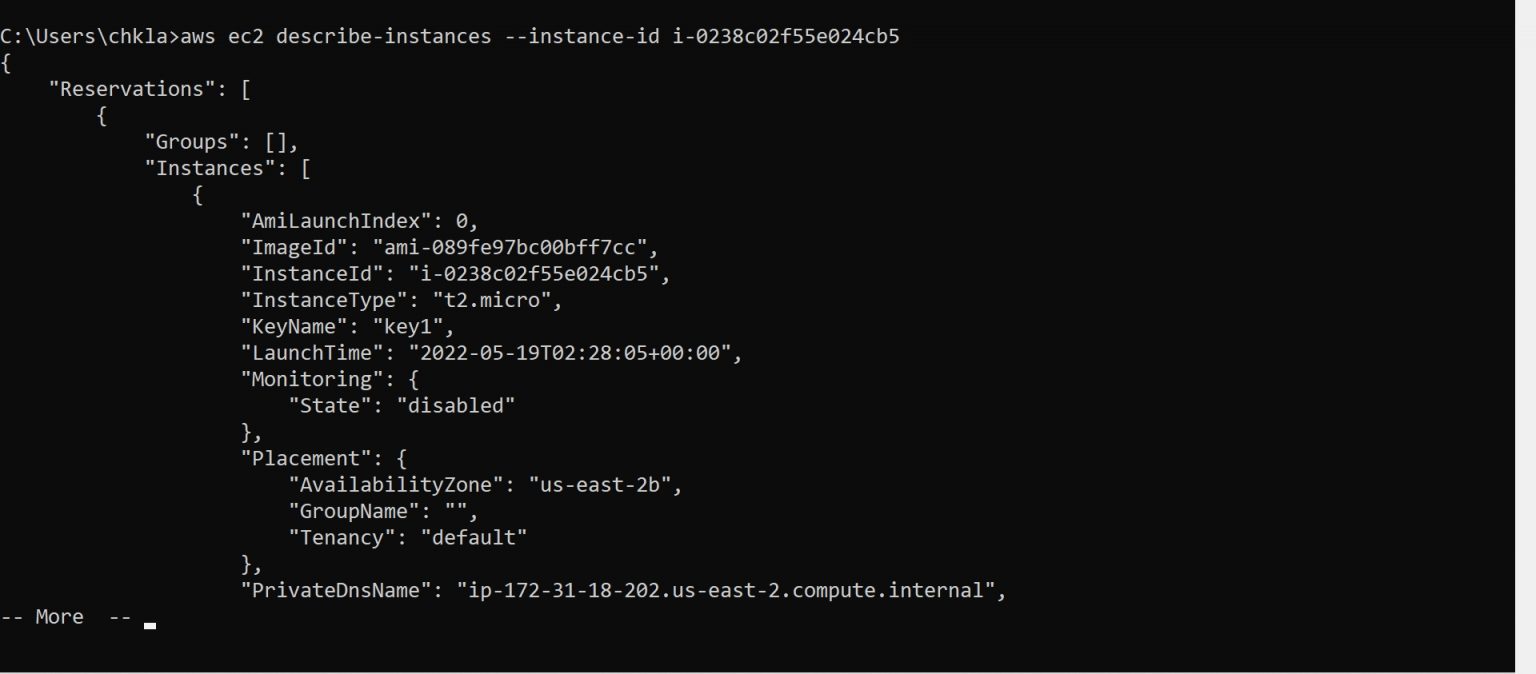 AWS CLI commands to get ec2 instance list