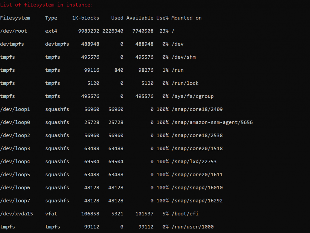 Python Script to expand filesystem in an EC2 instance