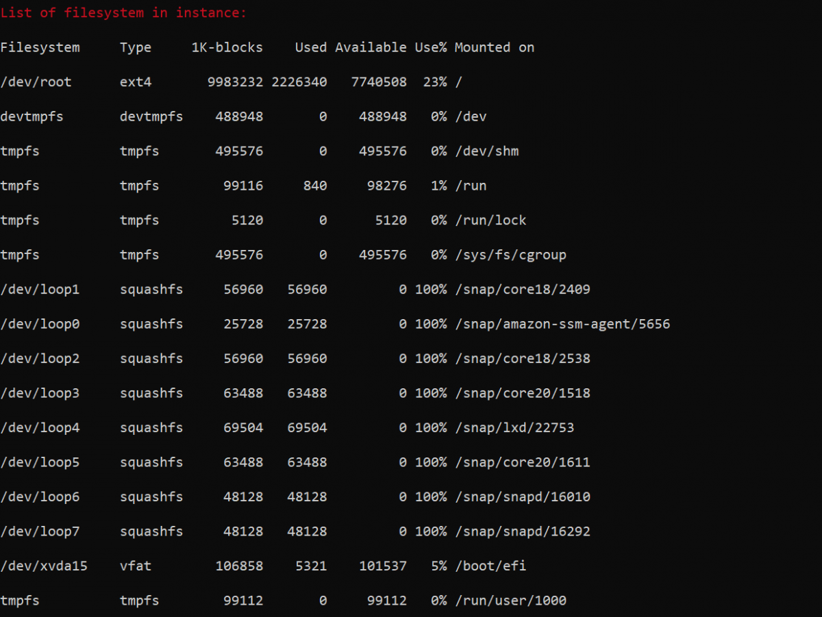 Python Script to expand filesystem in an EC2 instance