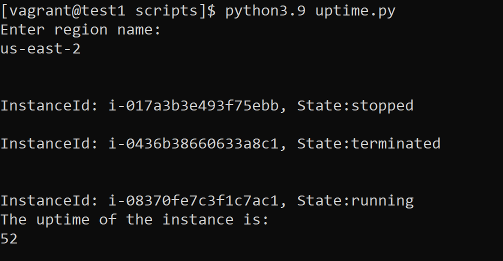 Python script to check state of EC2 instances